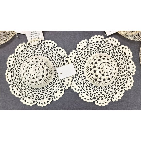 Vintage Doll Hats Lace Craft Accessories Crochet Lot Of 10 White Tan New Sinamay - Picture 2 of 7